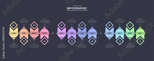 Infographic template for business. 12 Months Timeline, vector illustration