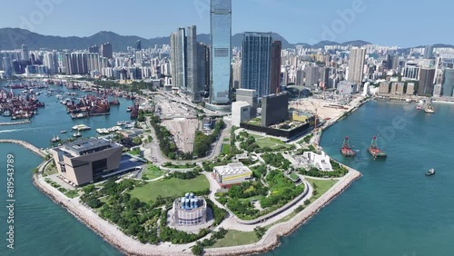 West Kowloon Cultural District encompasses the ICC tower, upscale residences, and high-speed rail terminus - Hong Kong's vibrant arts/business hub photo