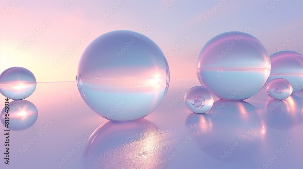 A stoically calm and balanced piece, featuring a carefully arranged sequence of smooth and perfectly finished spheres, rendered in high definition with an emphasis on pastel coloring. A stoically calm and balanced piece, featuring a carefully arranged sequence of smooth and perfectly finished spheres, rendered in high definition with an emphasis on pastel coloring.