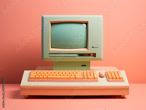 Computer With Clean Pastel Light, Copy Space For Commercial Photography