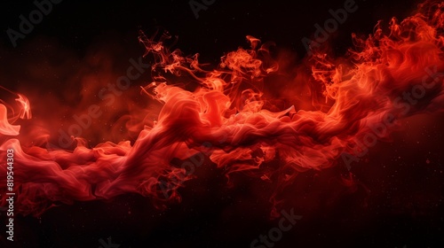 A striking and dramatic shot of a wave of fiery red smoke rising up against a black background, conveying a sense of urgency and energy that is impossible to ignore.