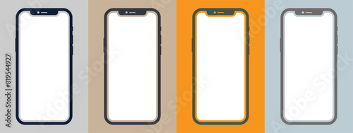 Realistic models layout of smartphone in different positions. Smartphone mockup collection. Mobile phone frame with blank display isolated templates