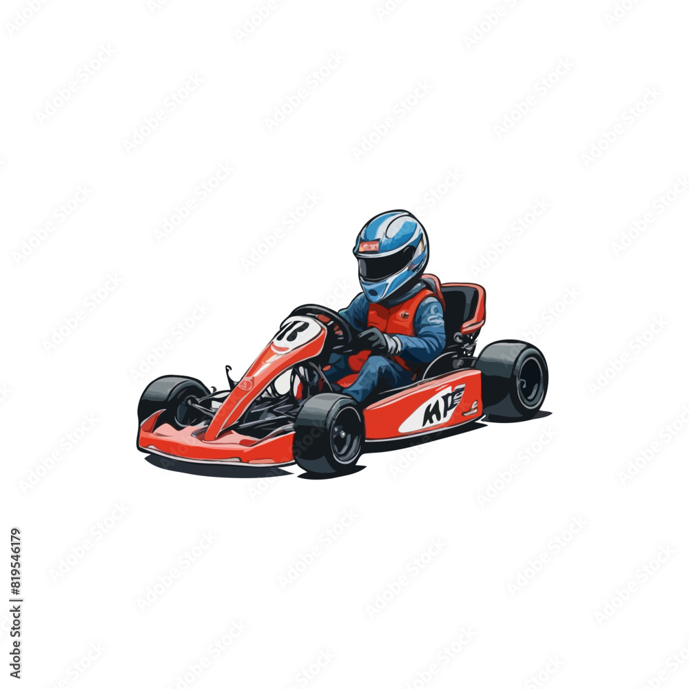 Fototapeta premium Karting Vector logo design template. Go Kart racing illustration, good for event logo, t shirt design and racing team logo. kart logo illustration 