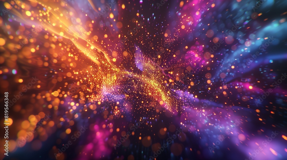 A stunning display of kinetic energy and colorful particles, captured in a 3D rendering that brings an unforgettable sense of movement and dynamism. A stunning display of kinetic energy and colorful particles, captured in a 3D rendering that brings an unforgettable sense of movement and dynamism.