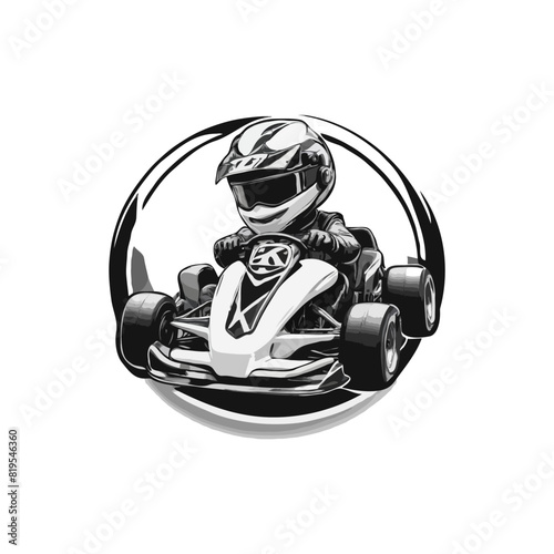 Karting Vector logo design template. Go Kart racing illustration, good for event logo, t shirt design and racing team logo. kart logo illustration
