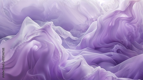 A surreal and dreamlike shot of a wave of smoke in soft lavender and lilac hues, with an almost mystical quality that invites the viewer to explore and lose themselves in the abstract shapes.