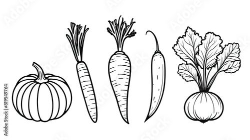 Hand drawn sketch illustration of various vegetables