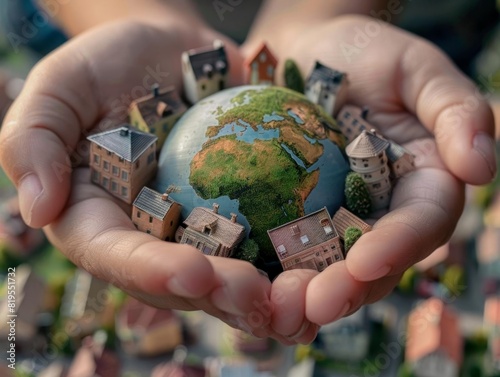 Global focus on poverty alleviation, close up, support, realistic, overlay, community center backdrop