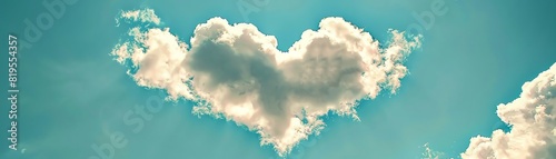 Cloudy sky with heartshaped clouds, creating a romantic and whimsical atmosphere, Dreamy, Digital Art, photo