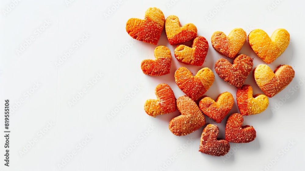 Heartshaped snacks, white background, Romantic, Food Photography, Heartshaped snacks, white background, Romantic, Food Photography,