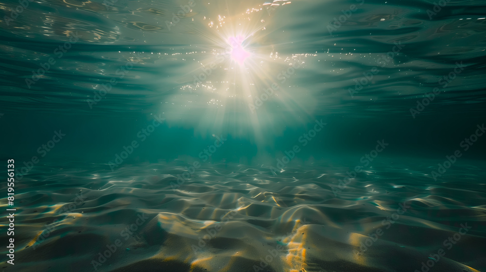 Fototapeta premium Underwater background with sunlight