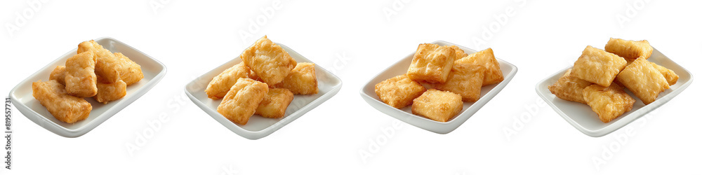 Chinese Fried Milk isolated on transparent png background. Generative ai Chinese Fried Milk isolated on transparent png background. Generative ai