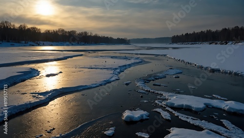 sunset in the snow