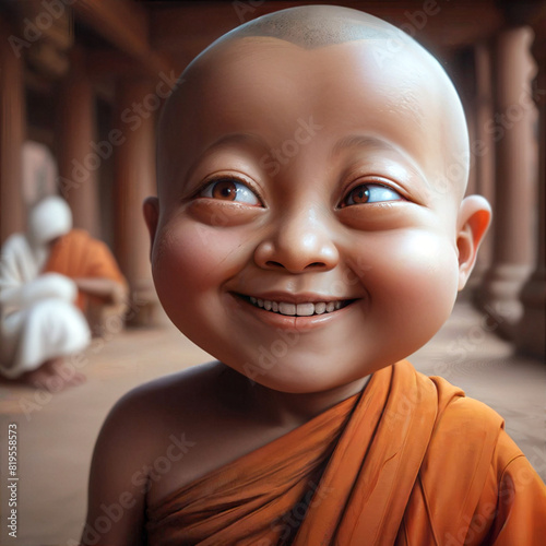 A Spritely Soul's Smile: Whimsical Monk Radiates Inner Peace photo