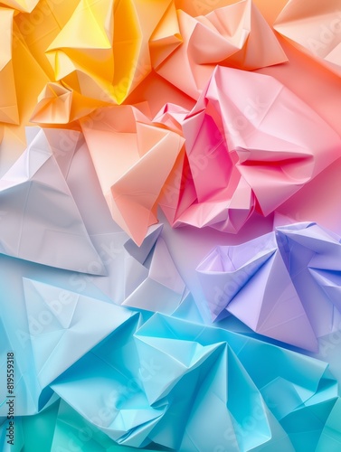 Colorful origami paper as abstract wallpaper background (Generative AI) © Johannes