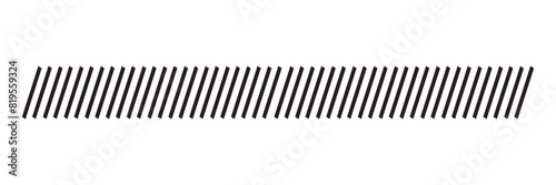 Slash line. Border with diagonal lines. Angle of tilt stripes. Black pattern of footer isolated on white background. Vector illustration. EPS 10