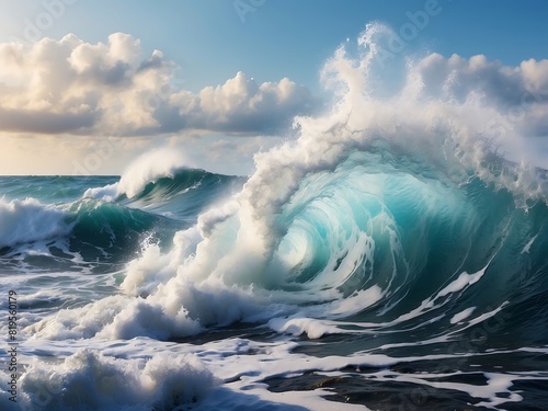 A wave is about to crash into the ocean