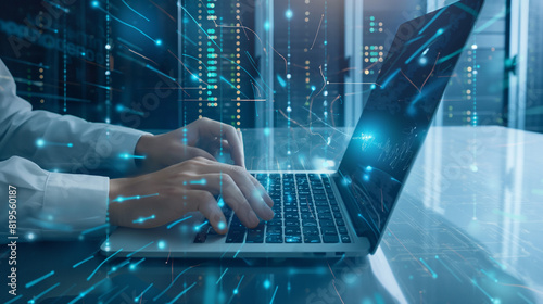  Inside a state-of-the-art IT support center, a software engineer is deeply engrossed in resolving a technical issue, their laptop displaying lines of code and system logs.