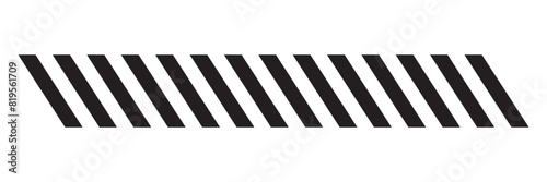 Slash line. Border with diagonal lines. Angle of tilt stripes. Black pattern of footer isolated on white background. Vector illustration. EPS 10