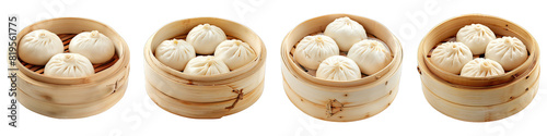 Steamed Buns Baozi isolated on transparent png background. Generative ai