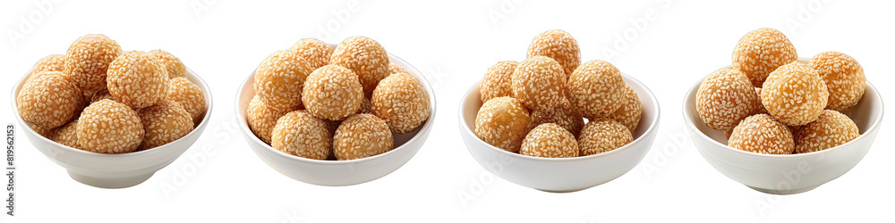 Sweet Sesame Balls Jian Dui isolated on transparent png background. Generative ai Sweet Sesame Balls Jian Dui isolated on transparent png background. Generative ai