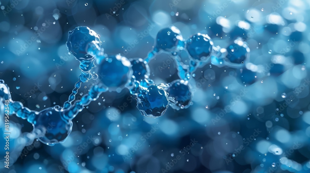 Blue translucent molecular structure on a dark blue background. Blue translucent molecular structure on a dark blue background.