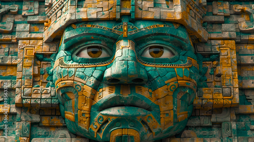 Mayan Stone Face Sculpture