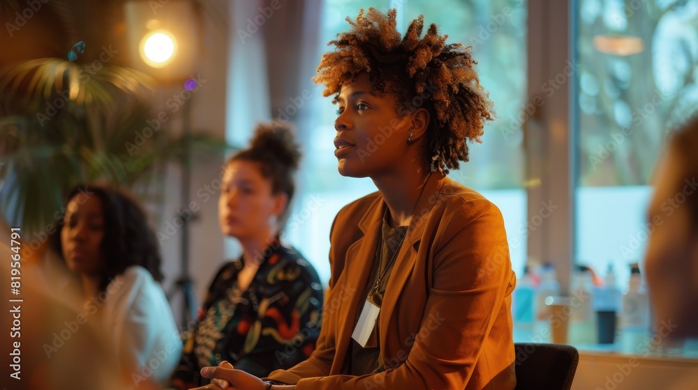 An intersex person sharing their story at an LGBTQ+ awareness event. An intersex person sharing their story at an LGBTQ+ awareness event.