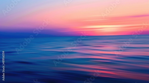 A dreamy, blurry photo capturing the red sky at morning above the ocean. The sun is setting, painting the sky in shades of orange and red, creating a beautiful natural landscape AIG50 © Summit Art Creations