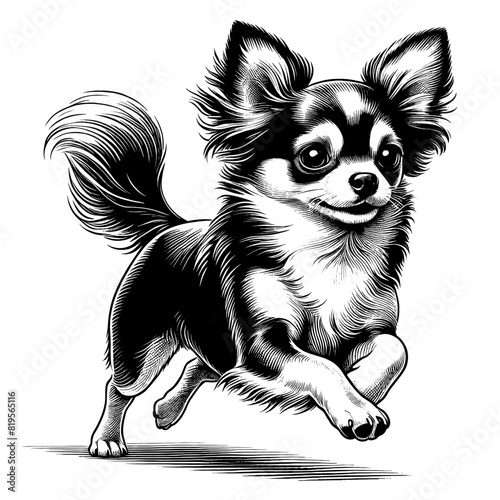 Hand drawn cute Chihuahua in full-body, vector sketch isolated on transparent background.	