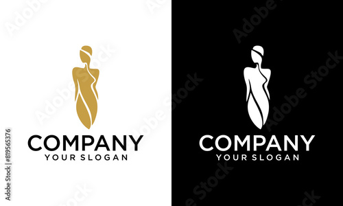Creative Woman body Health and wellness logo design art style. vector illustration