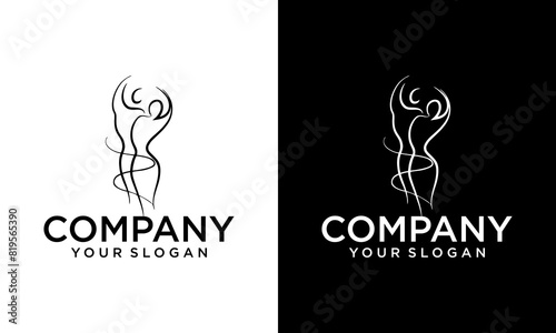 Creative Man and Woman body Health and wellness logo design line art style. vector illustration