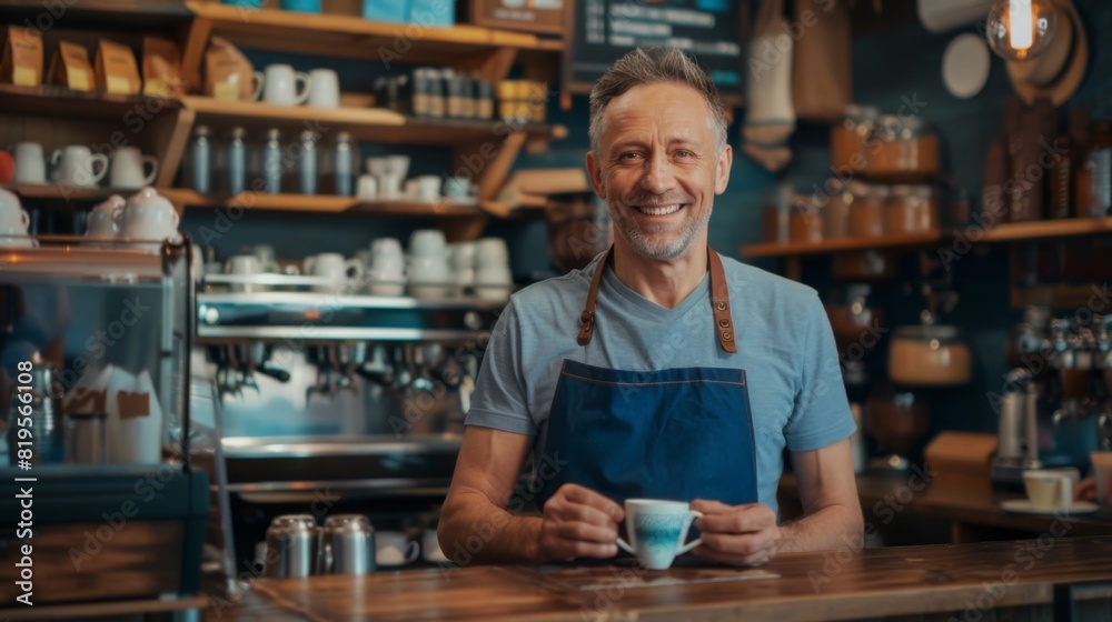 The Smiling Barista Serving Coffee The Smiling Barista Serving Coffee