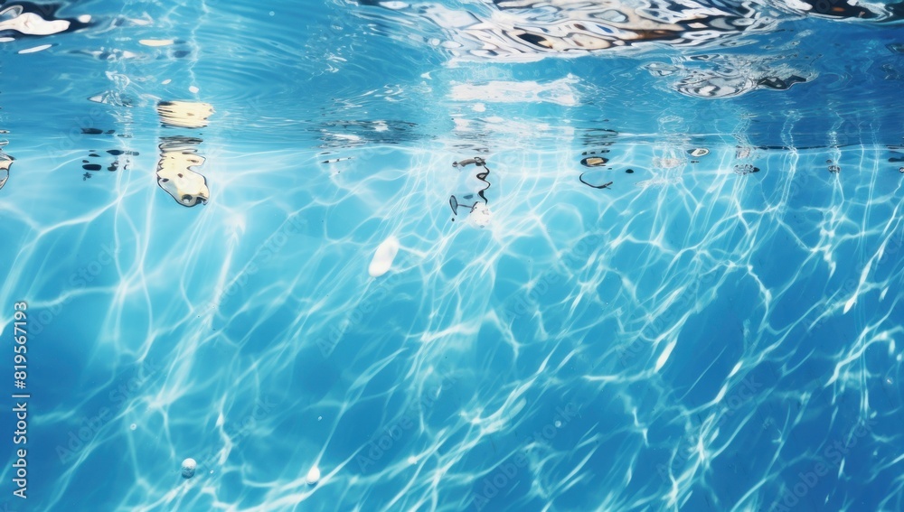 close up of a blue swimming pool that is being used,