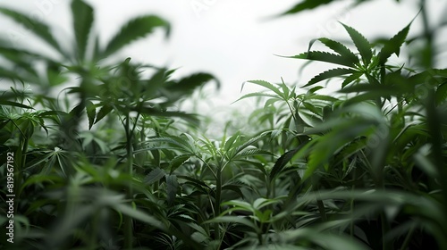 Cannabis Plants Thriving in Natural Environment on White Background