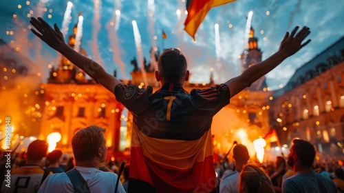 Euro 2024 in Germany: Joyful German Fan Celebrates Football Spirit photo