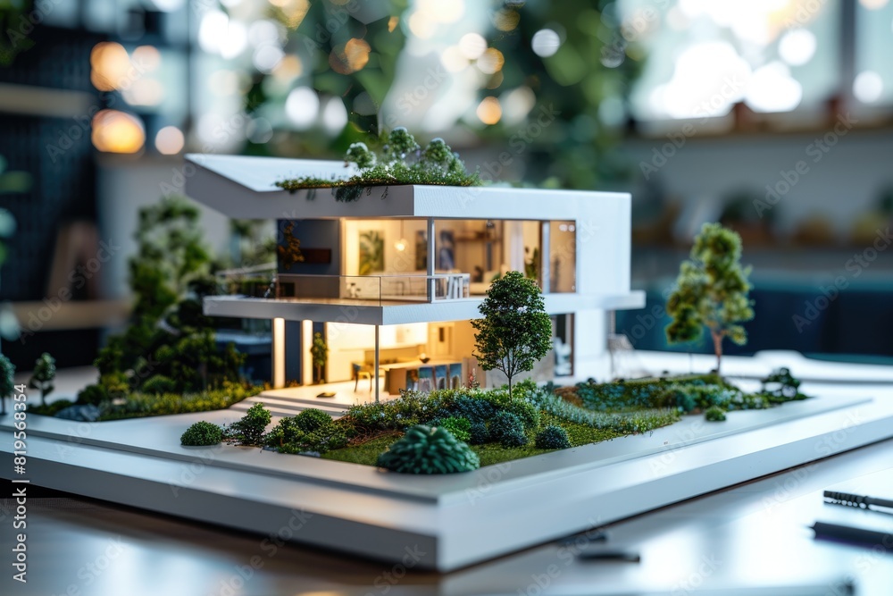 Eco Home Model on Tablet with CAD Software Eco Home Model on Tablet with CAD Software