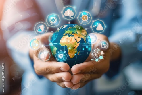 Global Health Collaboration: Hands Holding Globe.