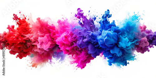 An electric blue and magenta pattern of colorful paint splashes on a white background, creating a vibrant and artistic display perfect for any event or visual arts project photo