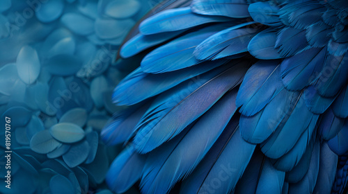 Background with blue jay feathers, blue background or texture, Generative Ai 