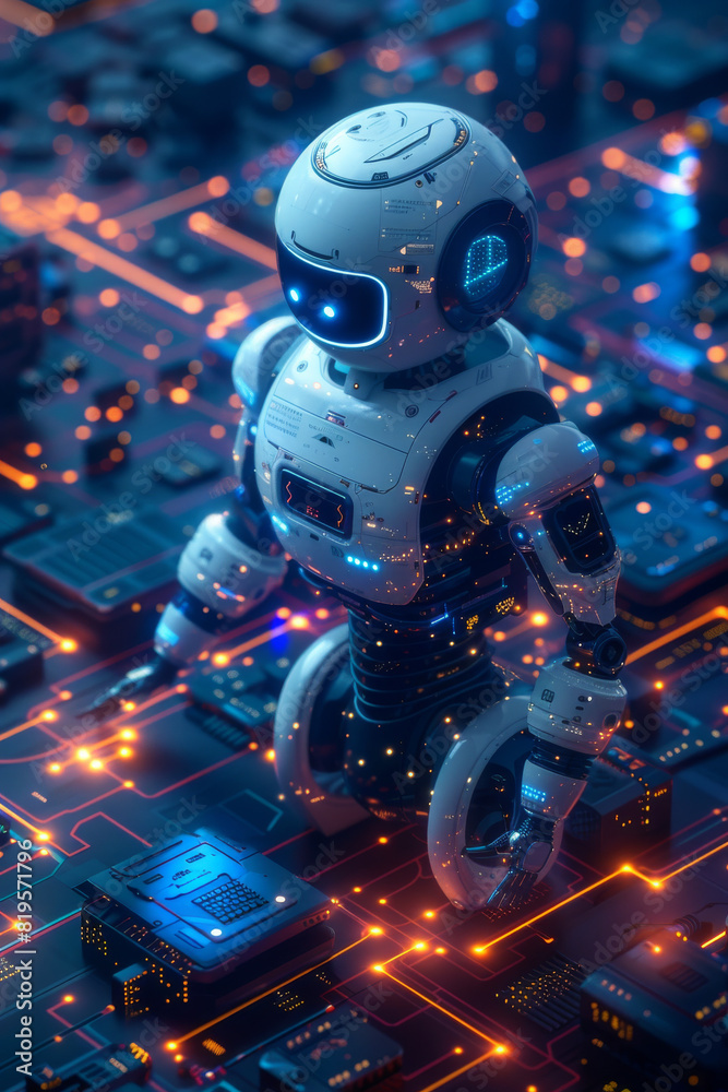 Isometric illustration of artificial intelligence and neural network featuring a robot and a woman. Perfect for web banner designs. Isometric illustration of artificial intelligence and neural network featuring a robot and a woman. Perfect for web banner designs.