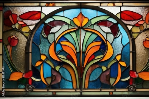 stained glass window with flowers