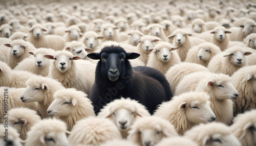 black sheep among a flock of white sheep 1
