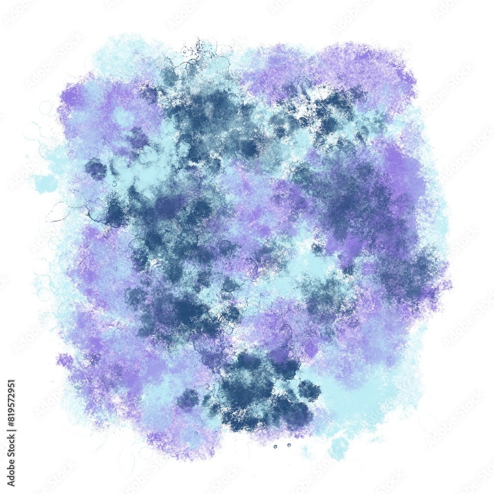 Fototapeta premium Abstract blue and purple brush painting at white background