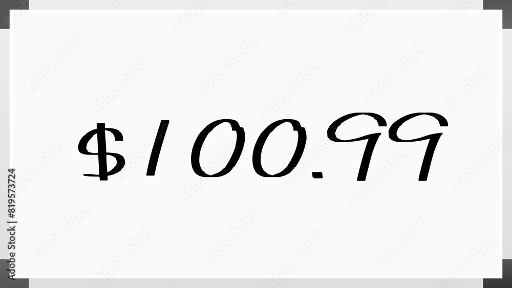 $100.99 のホワイトボード風イラスト $100.99 のホワイトボード風イラスト