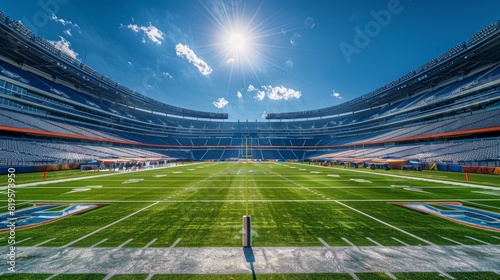 American Football Stadium Structure  A photo highlighting the structural elements of empty American football stadiums