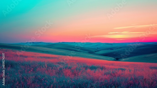 Fields and Meadows Scenic Landscape: A neon photo of a scenic landscape © MAY