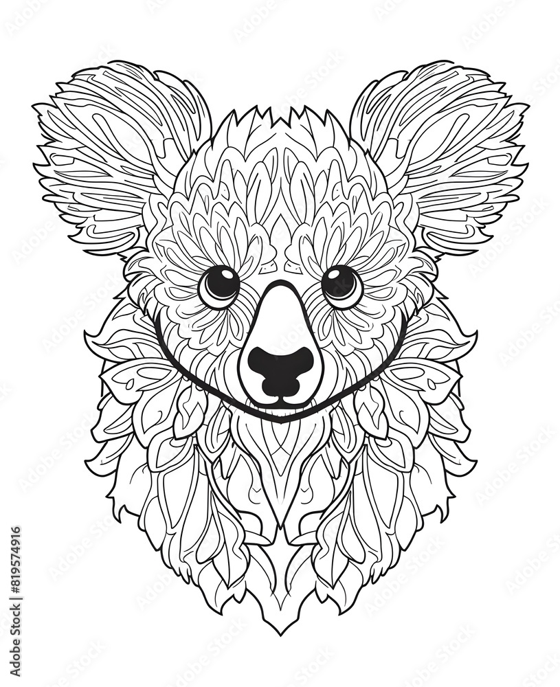 Drawing zentangle Koala for coloring page, shirt design effect, logo ...