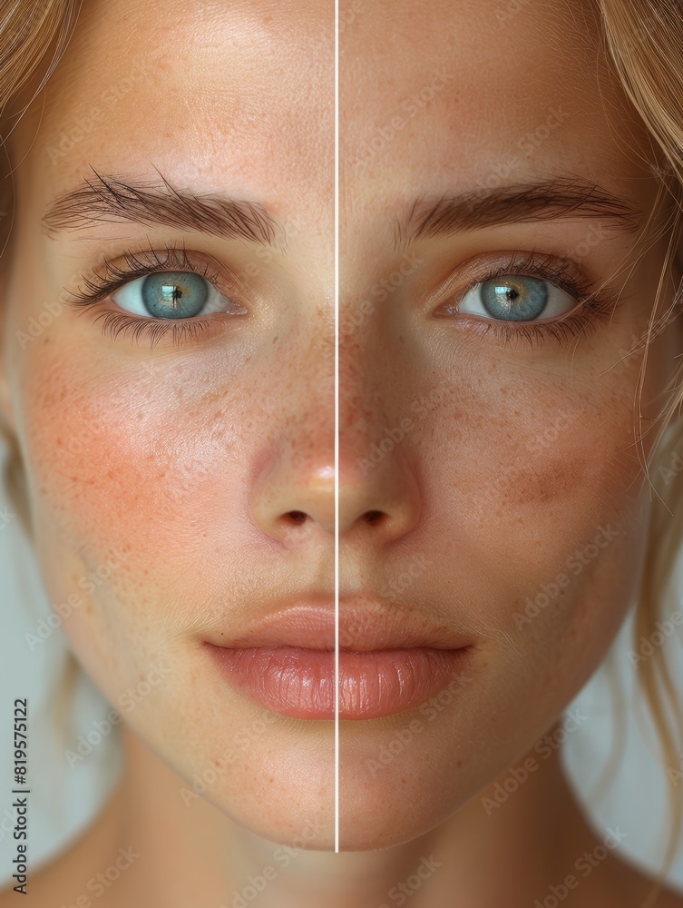 © Veronika - Before and after image comparing results of skin rejuvenation procedure. © Veronika - Before and after image comparing results of skin rejuvenation procedure.