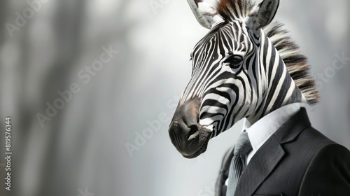 A zebra in a business suit at a corporate event